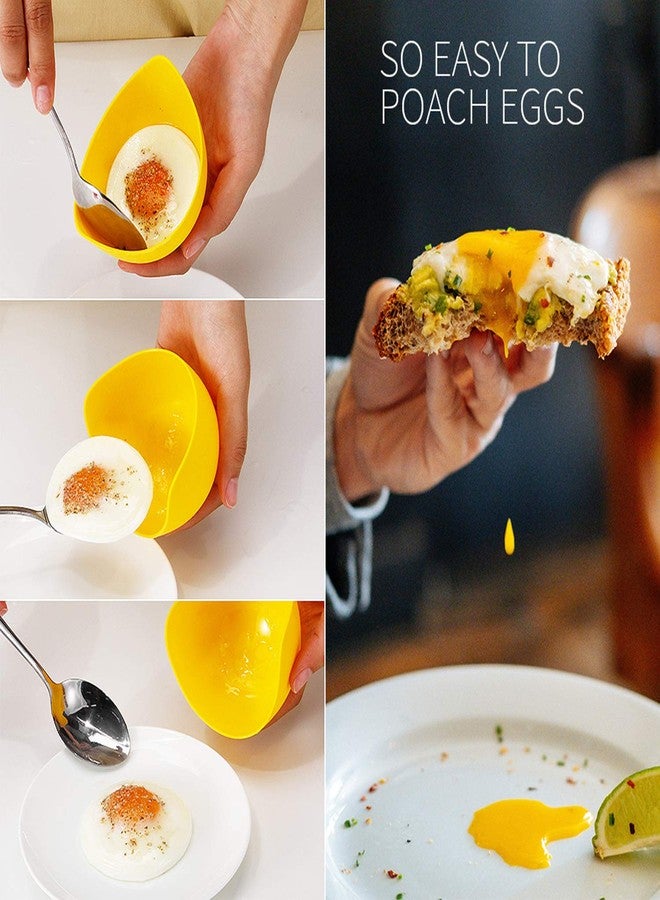 KRGMNHR Egg Poacher - KRGMNHR Poached Egg Cooker with Ring Standers, Silicone Egg Poacher Cup for Microwave & Stovetop Egg Poaching, Oil Brush, BPA Free, 4 Pack - Image 5